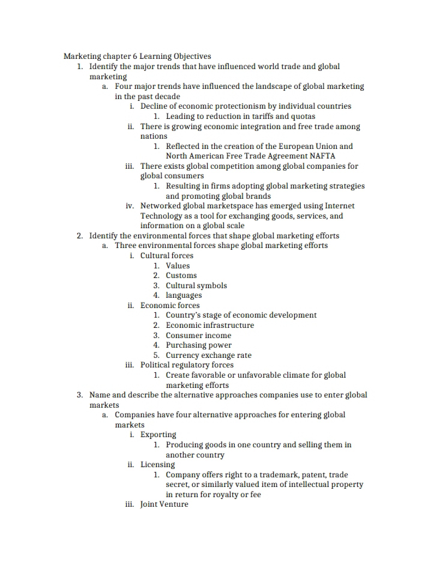 Learning Objectives Marketing Chapter 6