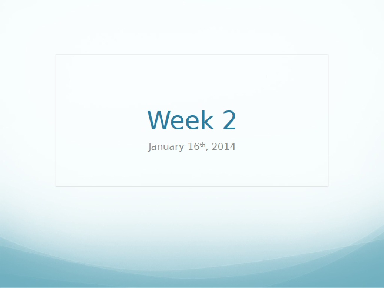 Week Two A