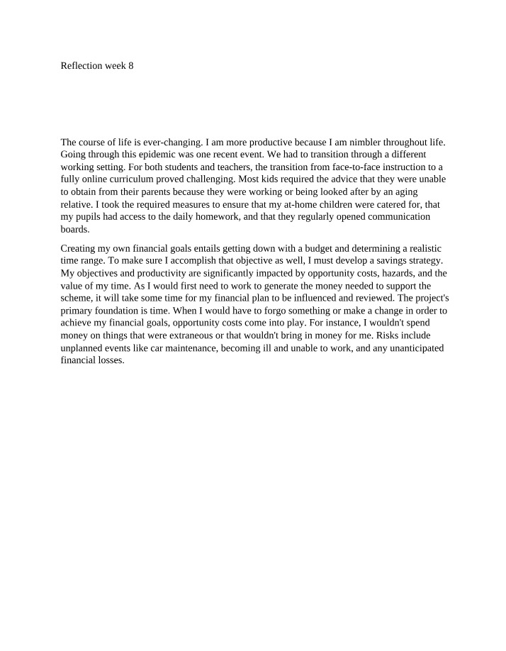 Week 8 Reflection