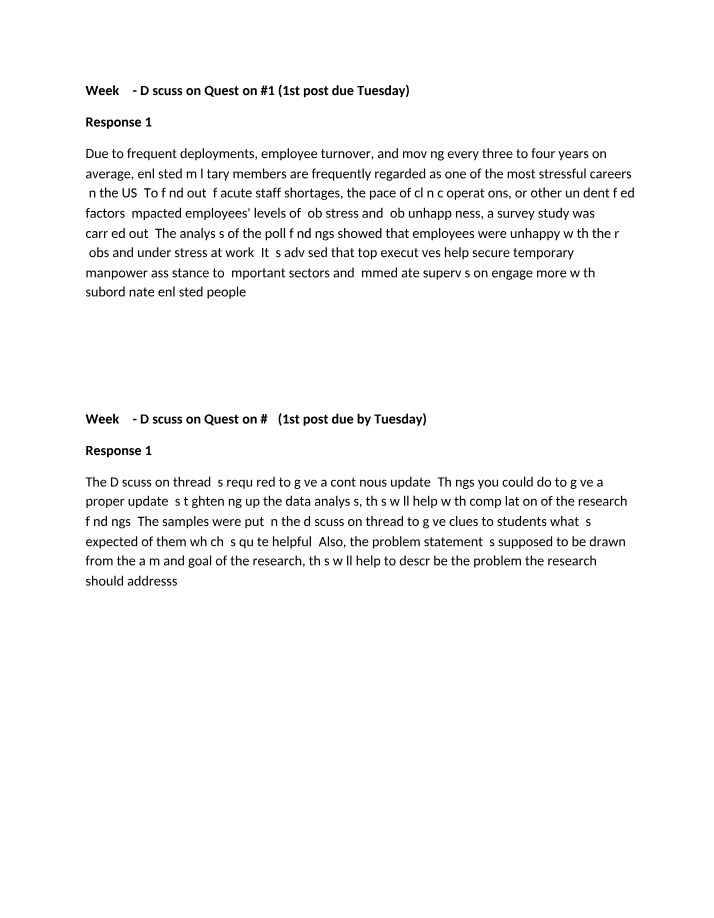 Job Stress and Unhappiness Factors in Enlisted Personnel