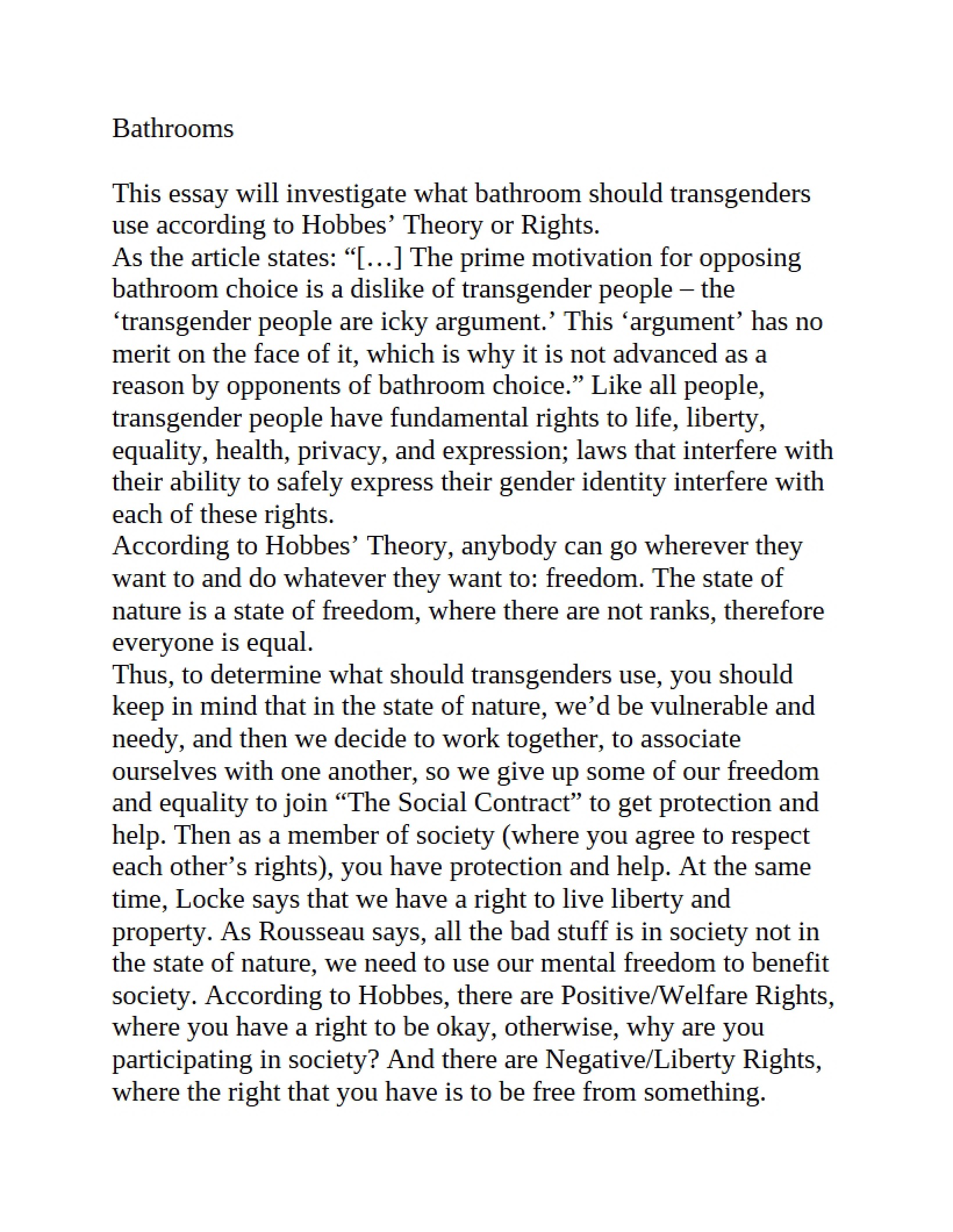 Essay on Bathrooms
