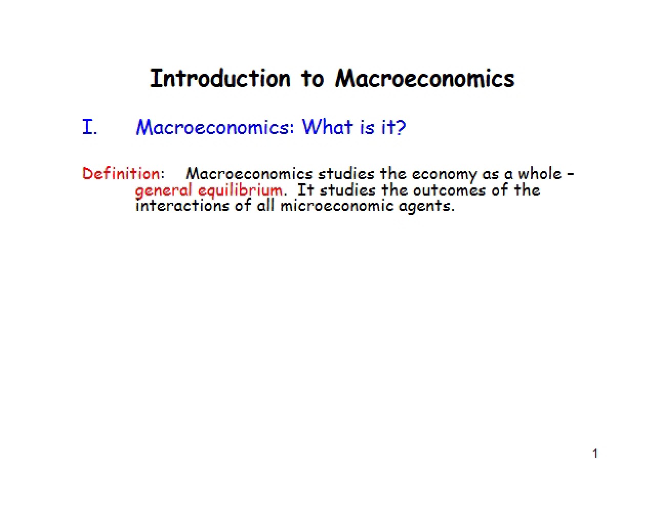 Macroeconomics: Introductory Overview