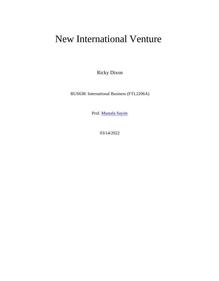 The New International Venture