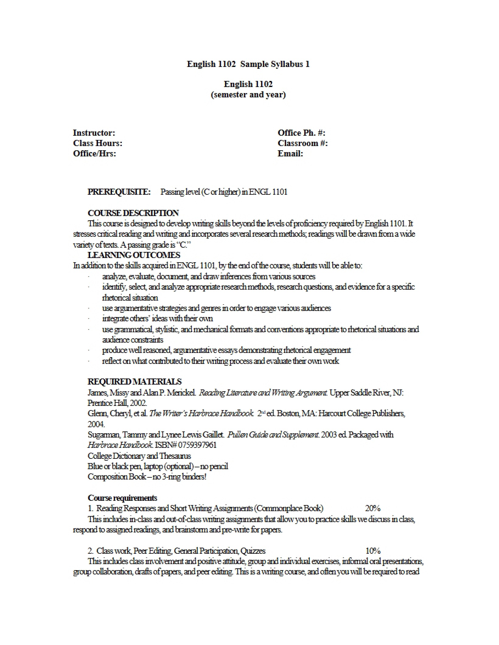 Composition II Course Materials - Part A