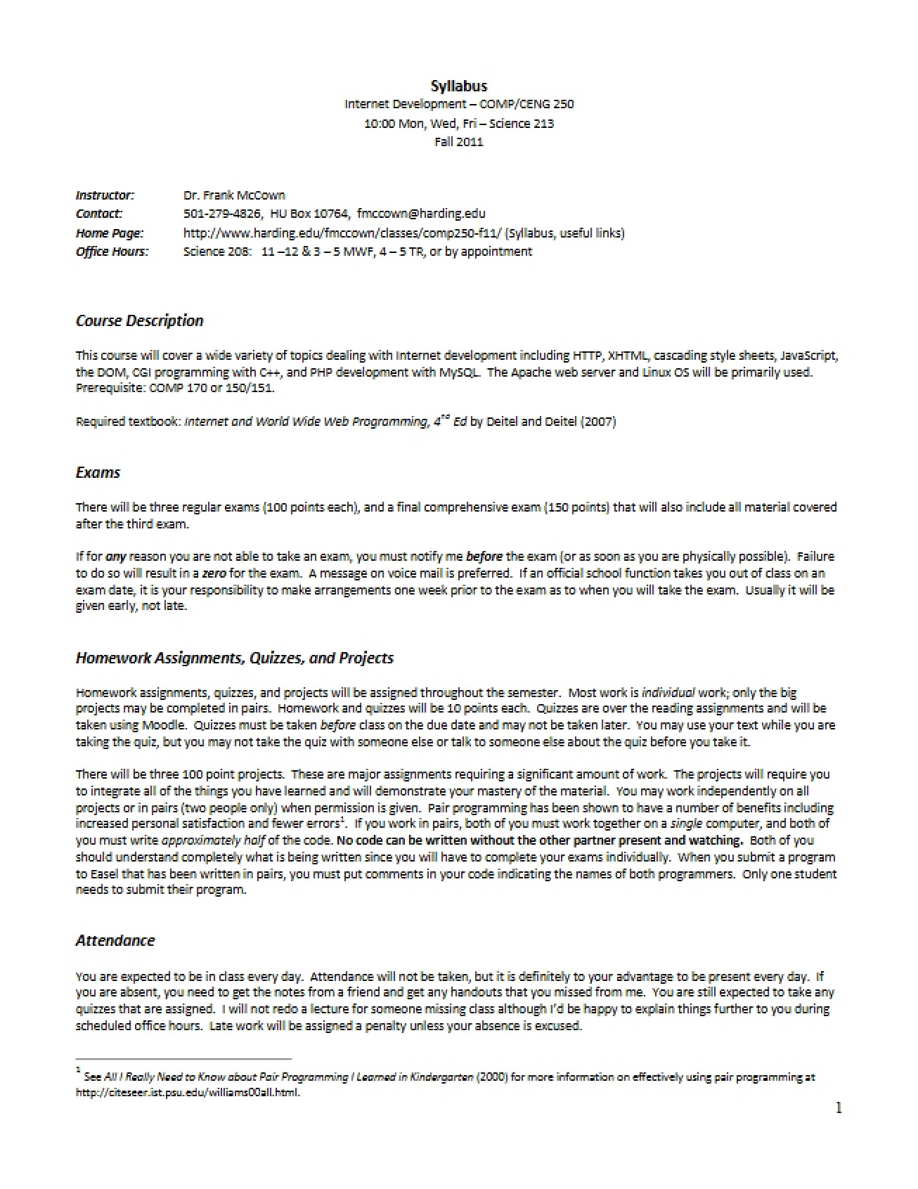 Syllabus for Web Development Course