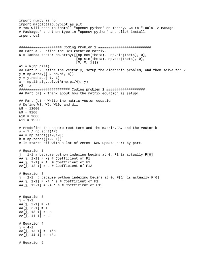Rotation Matrix, Algebraic Problems, and Singular Values - Python Coding