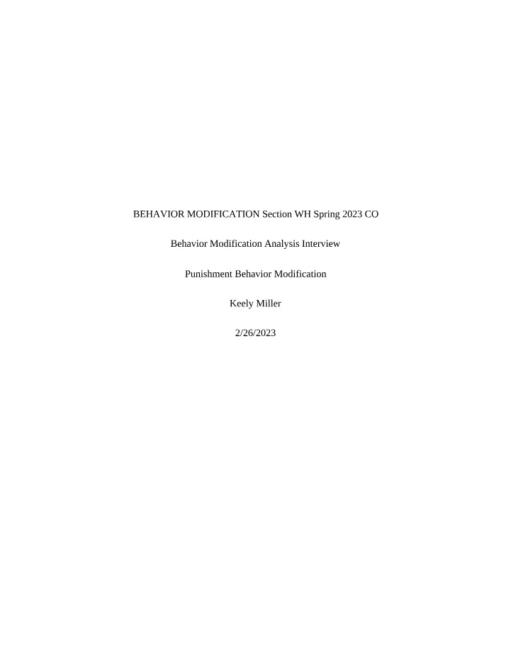Behavior Modification - Interview Analysis