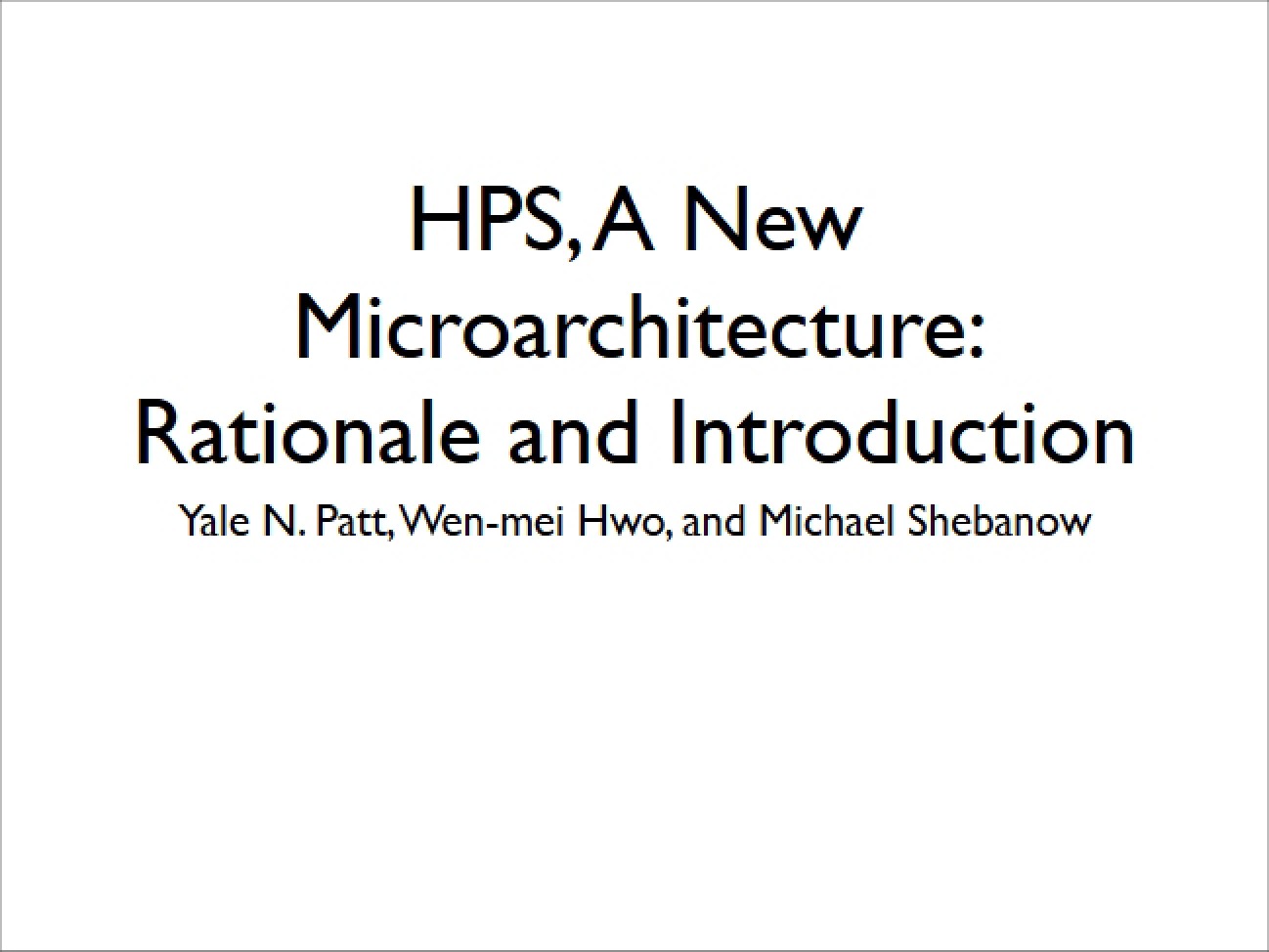 New HPS Microarchitecture