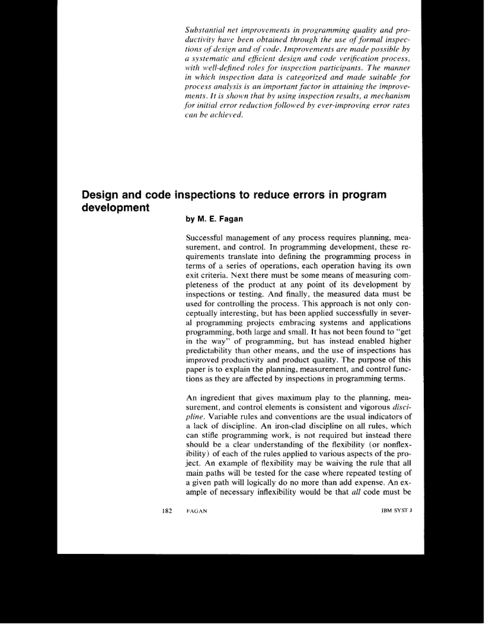 Reducing Program Development Errors via Design and Code Inspections