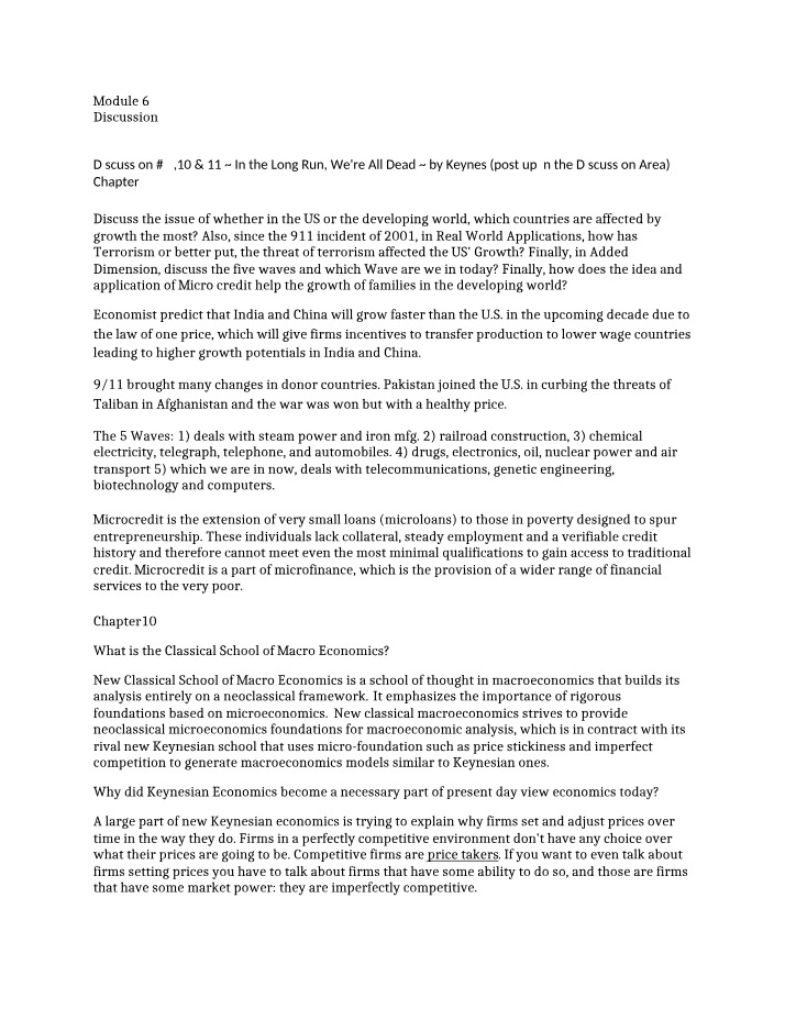 Module 6 Macroeconomics Discussion