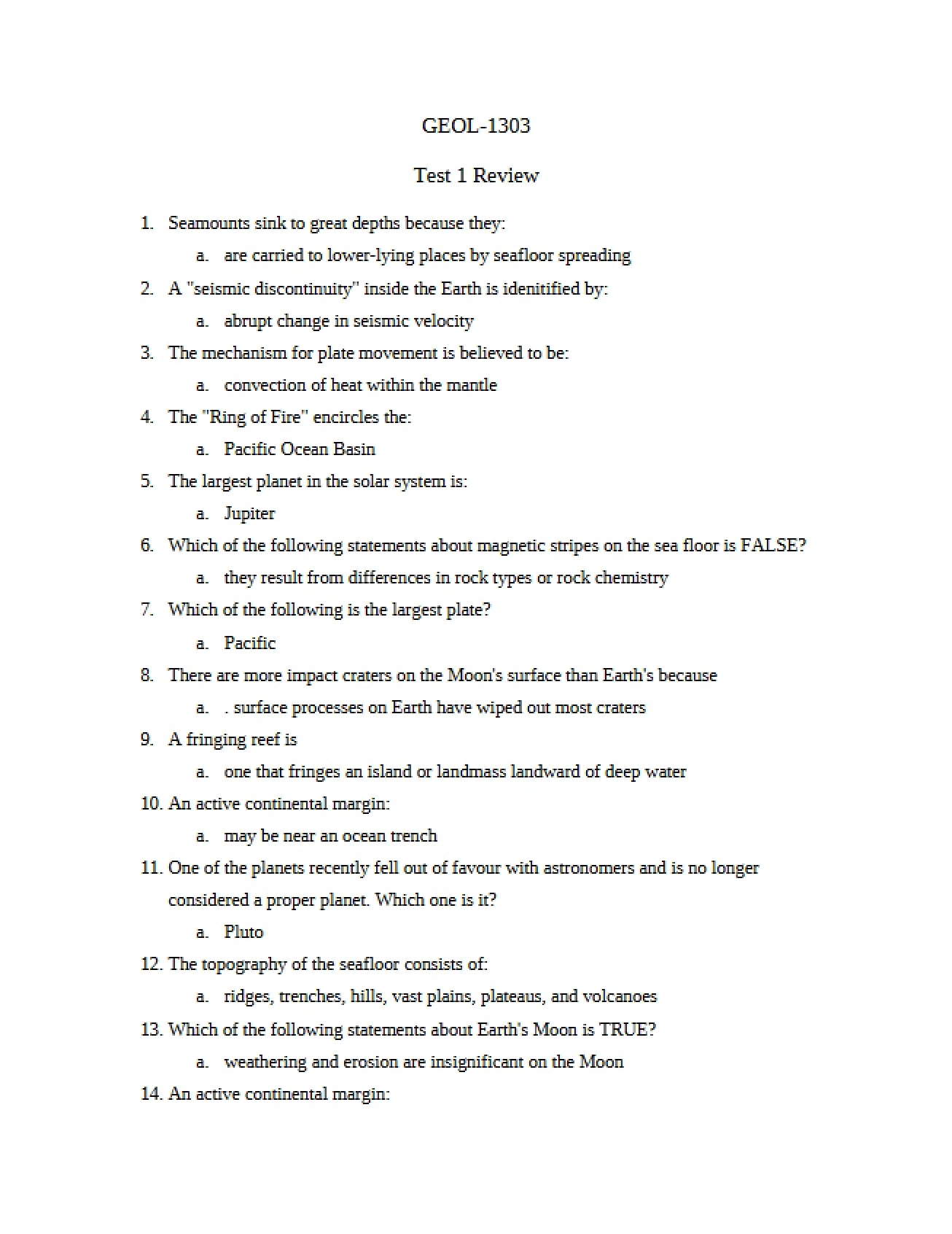 Test 1 Review