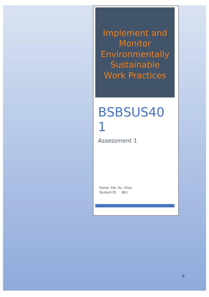 Assessment 1 for BSBSUS401