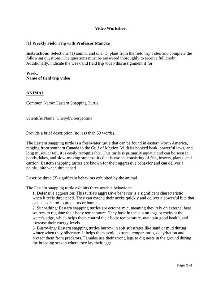 ENVR200 Video Worksheet