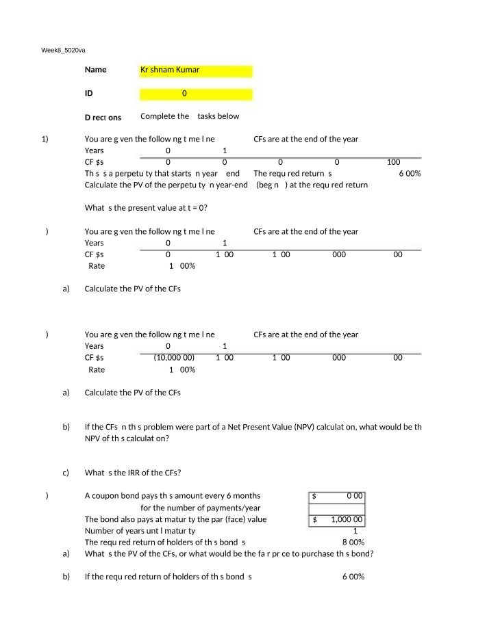 Finance Study Guide - PV of Perpetuity at Year 3