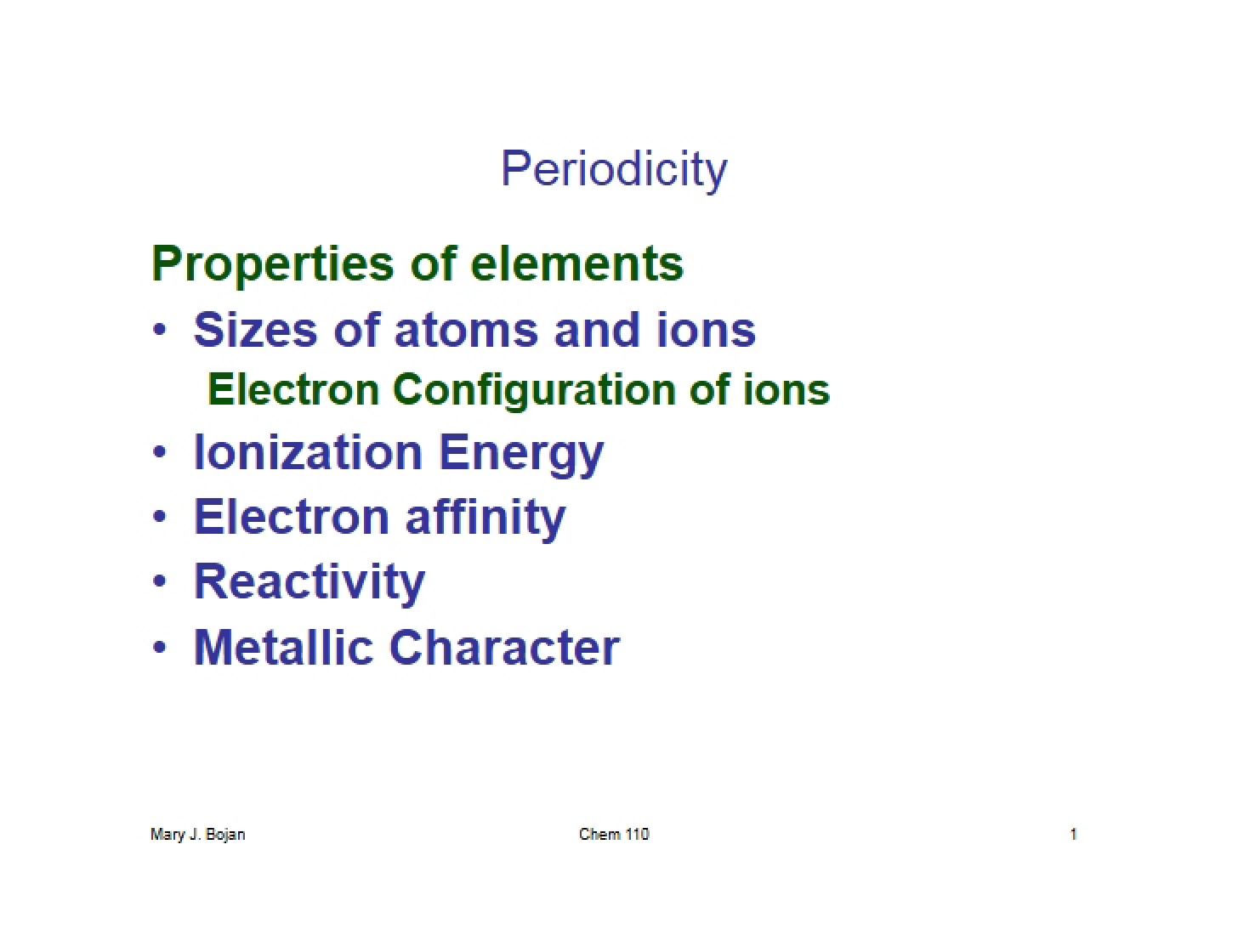 Element Properties