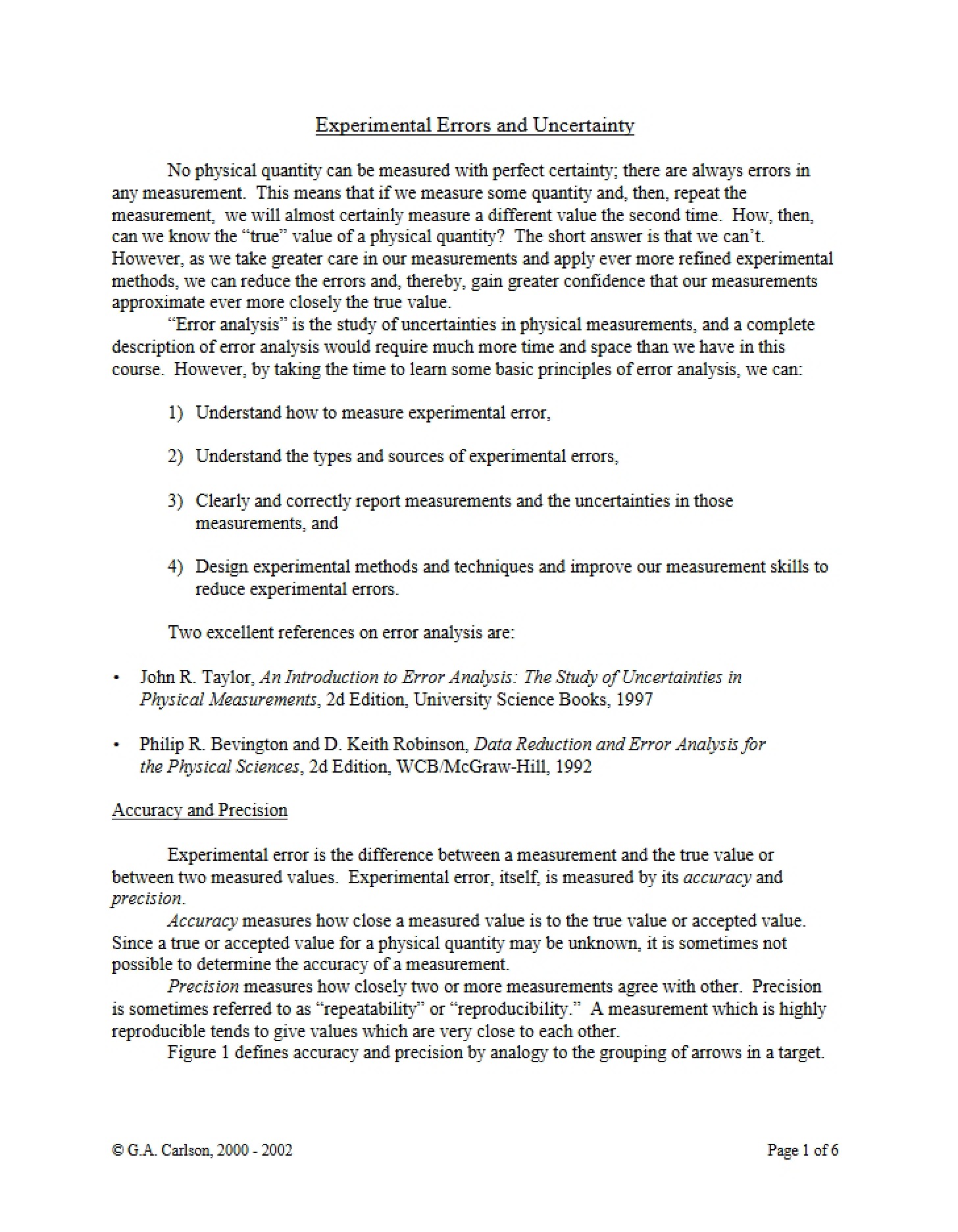 Uncertainty and Experimental Errors