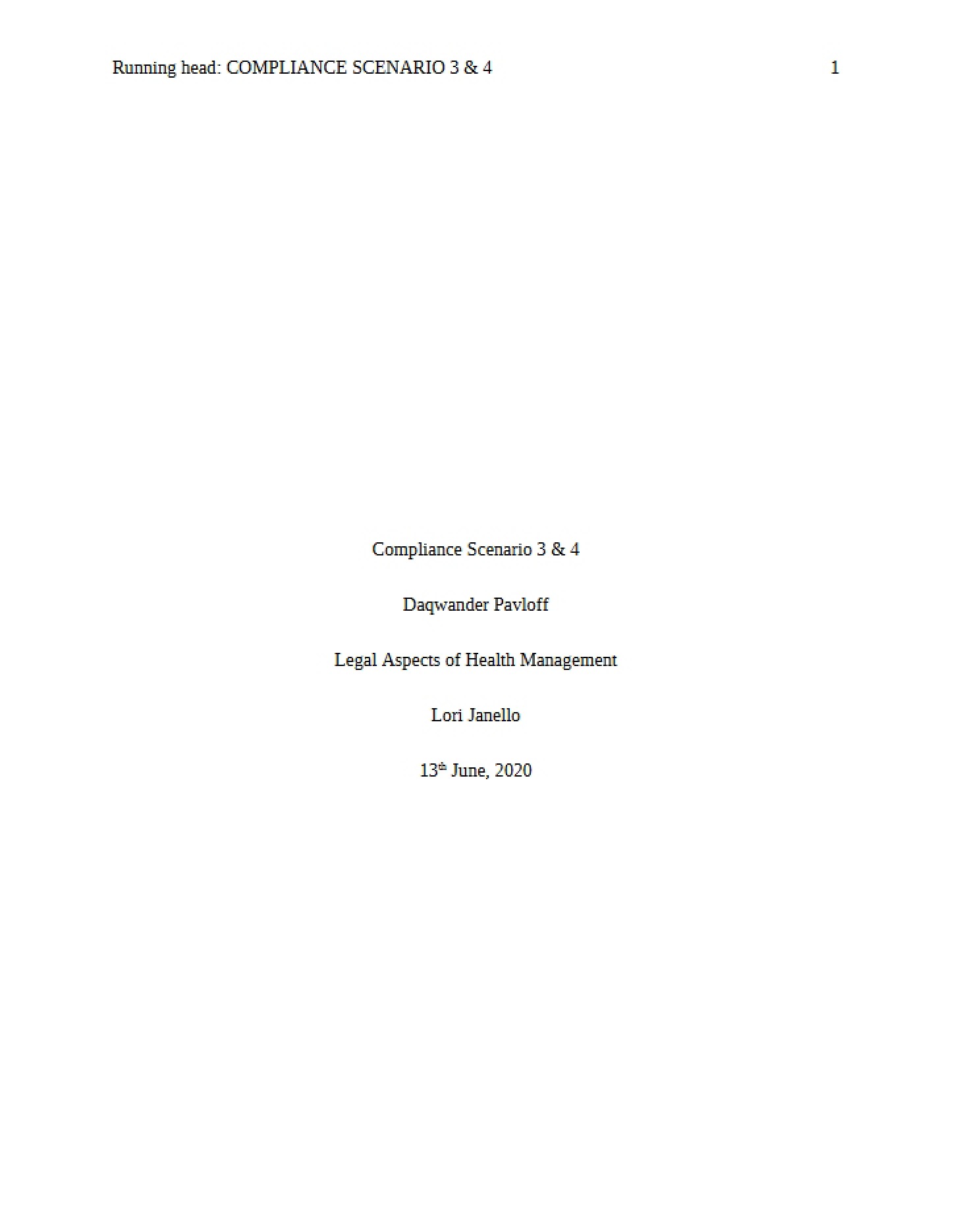 Scenarios for Compliance 3 and 4
