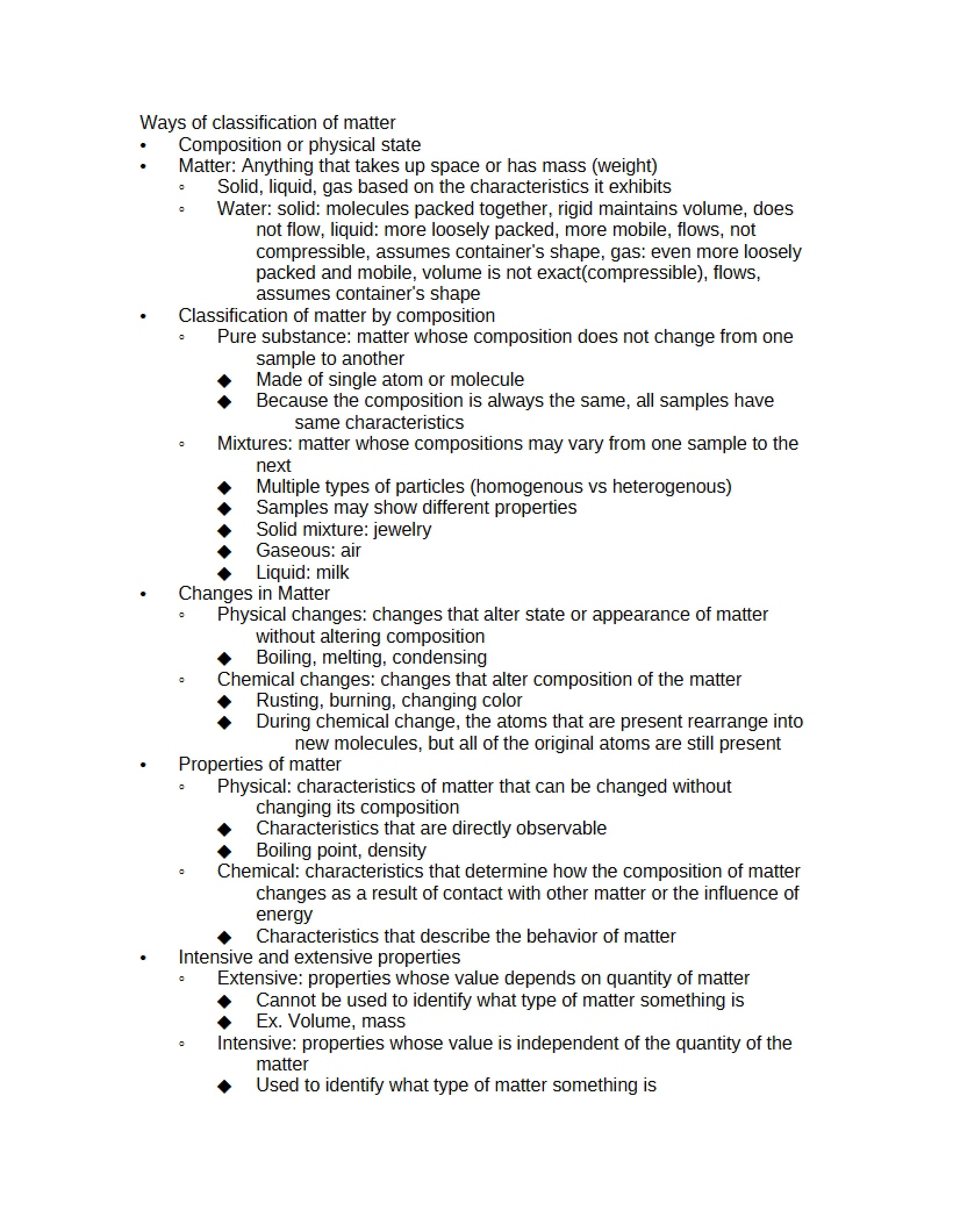 Methodologies for Classifying Matter