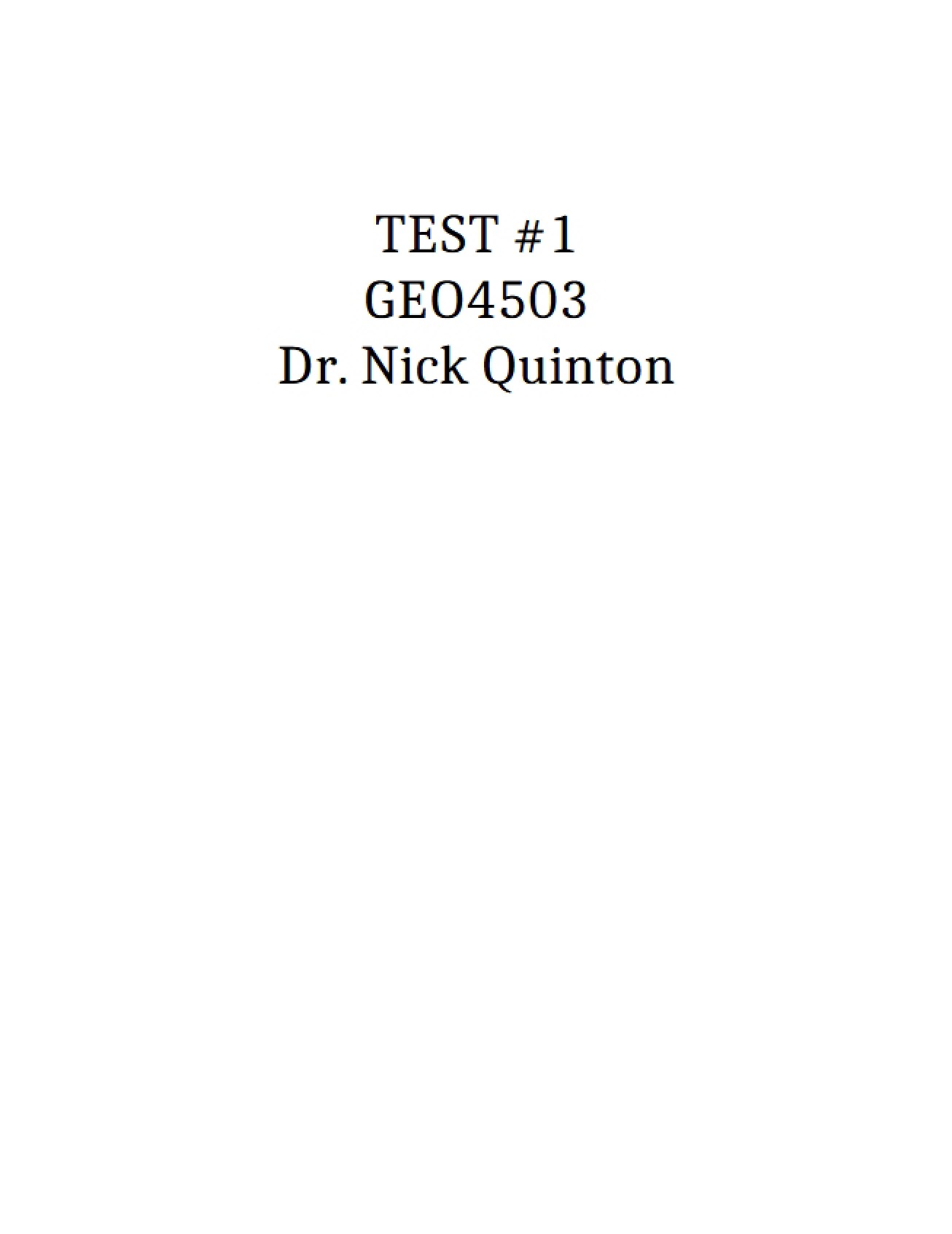 First Test in Geography