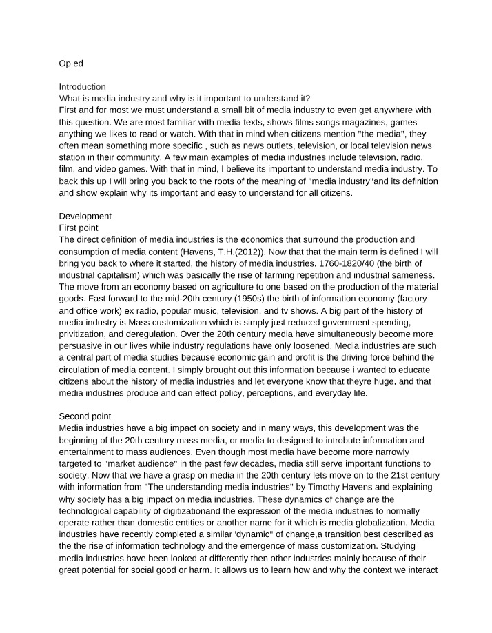 History and Impact of the Media Industry