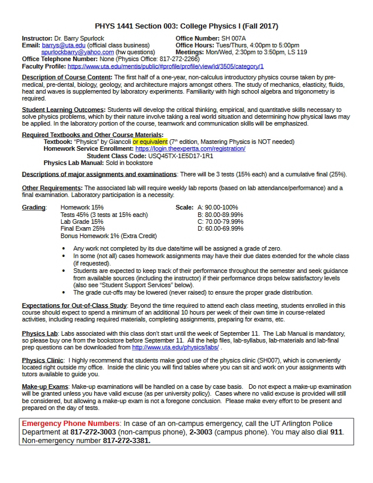 Syllabus for 1441-03 (Spring 17)