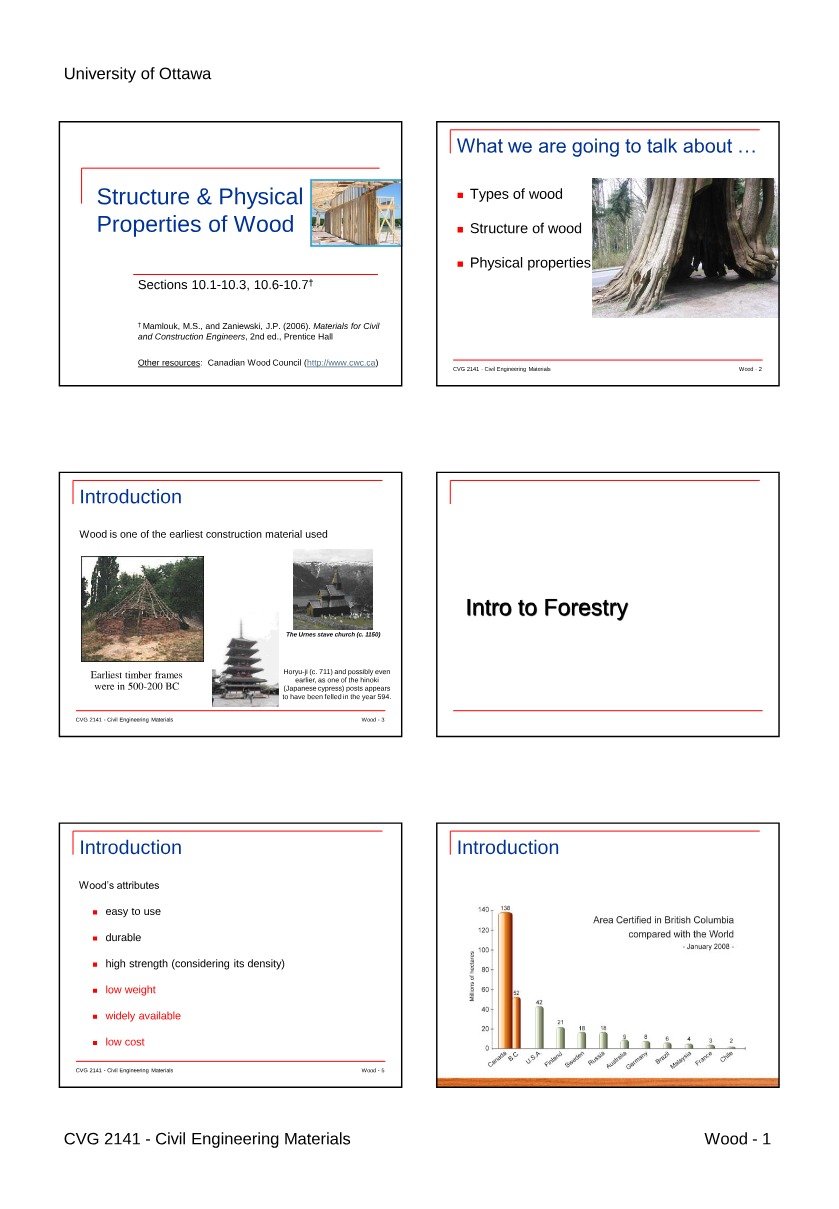 Physical Properties and Structure of Wood