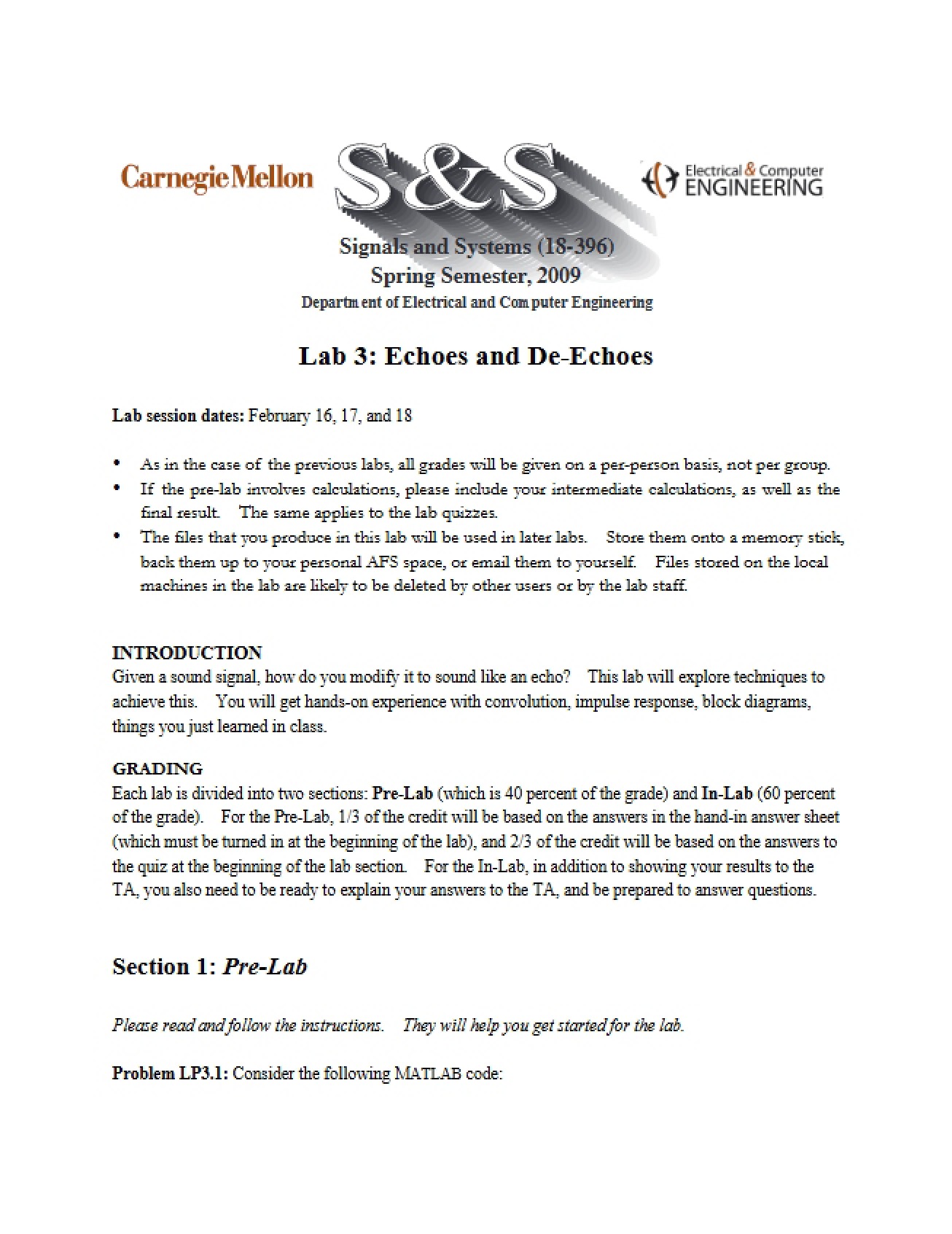 Echoes and De-Echoes - Laboratory 3