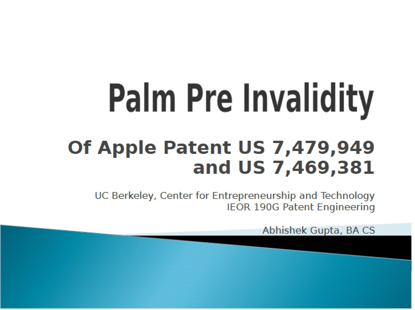 Invalidity Arguments for Palm Pre