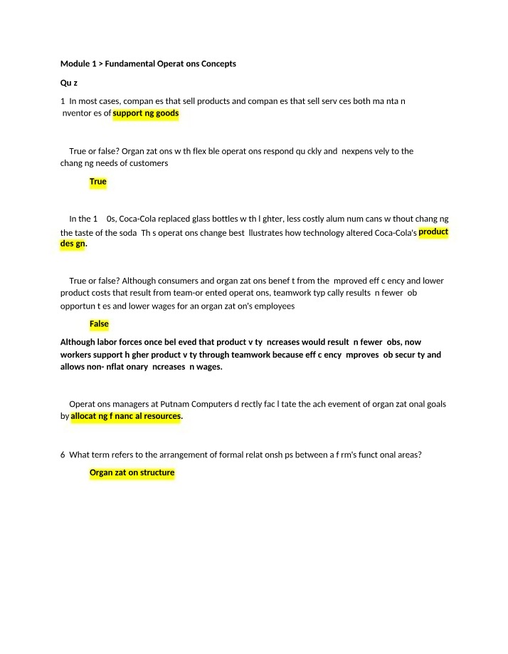 Quiz for Module 1