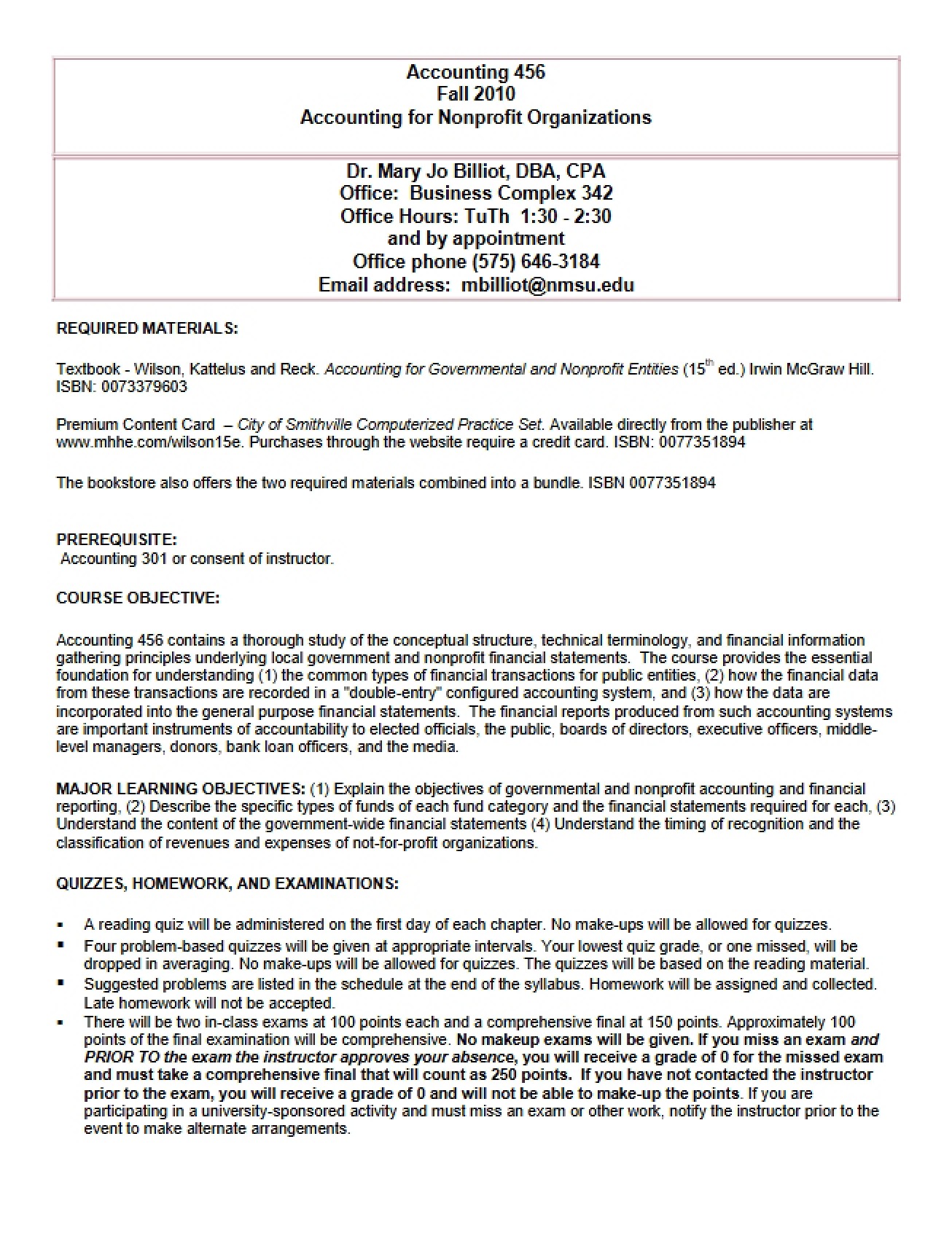 Overview of the Accounting for Nonprofit Organizations Syllabus