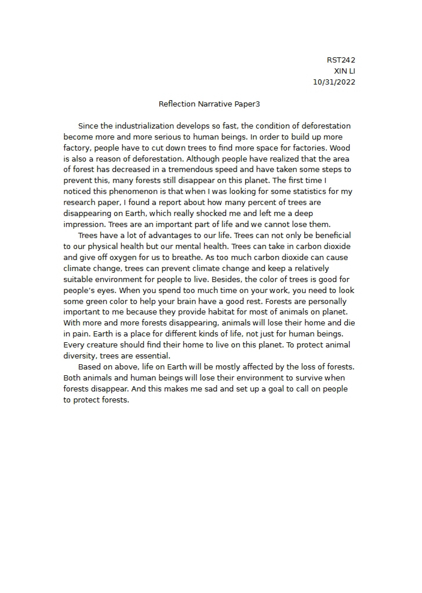 Paper 3 Narrative Reflection