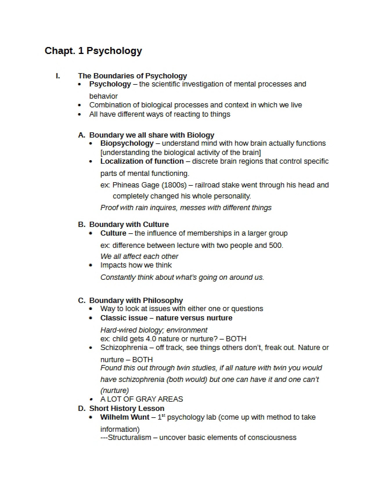 Psychology Notes from April 3rd