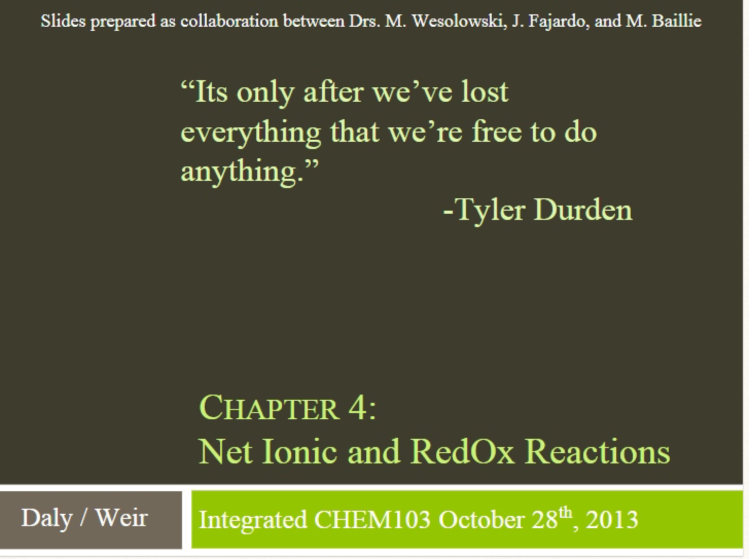 Ionic Equations and Redox (9-1) - Weir