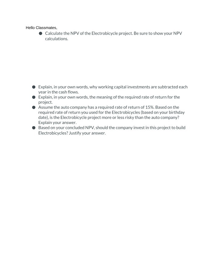 Working Capital Investments and NPV Explained