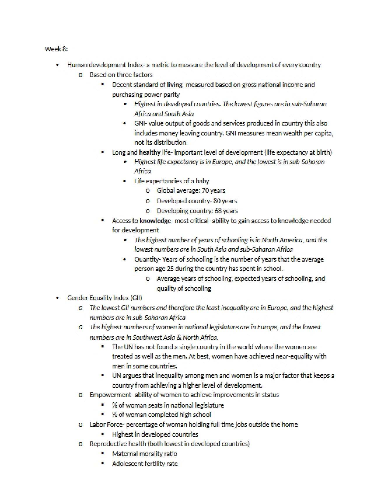 Eighth Week of Human Geography