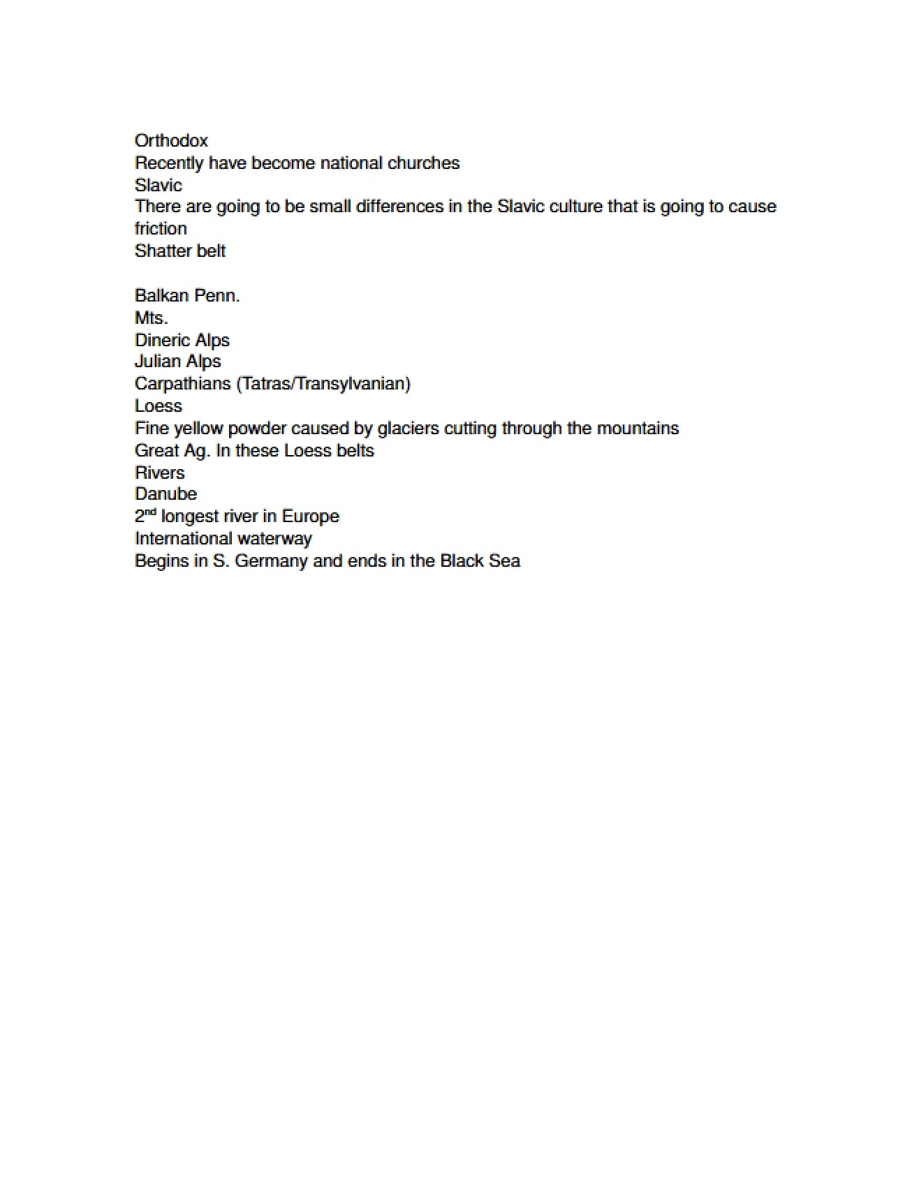 General Notes on European Geography