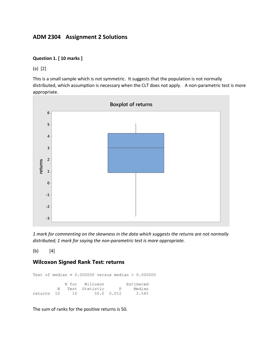 Assignment 2 Solutions - ADM 2304