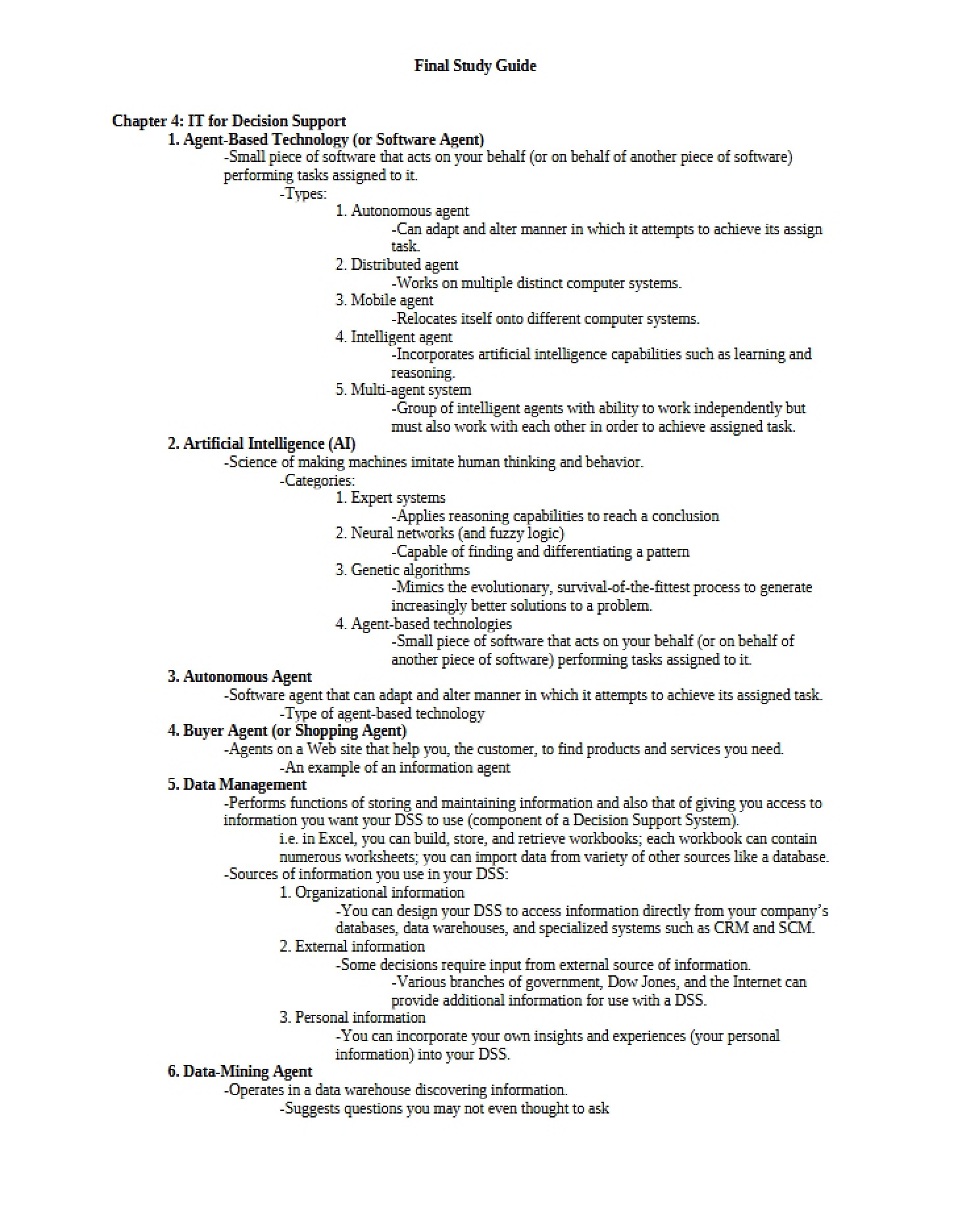 Resource for Cumulative Examination