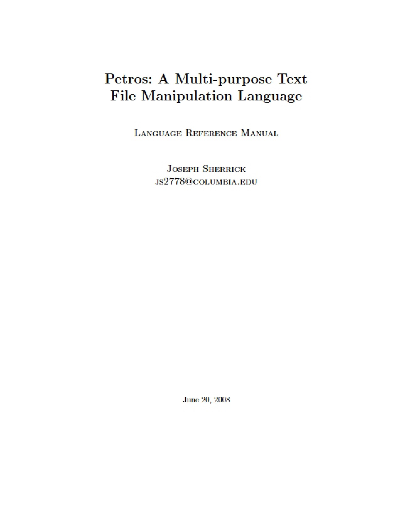 Petros - Text File Manipulation Language