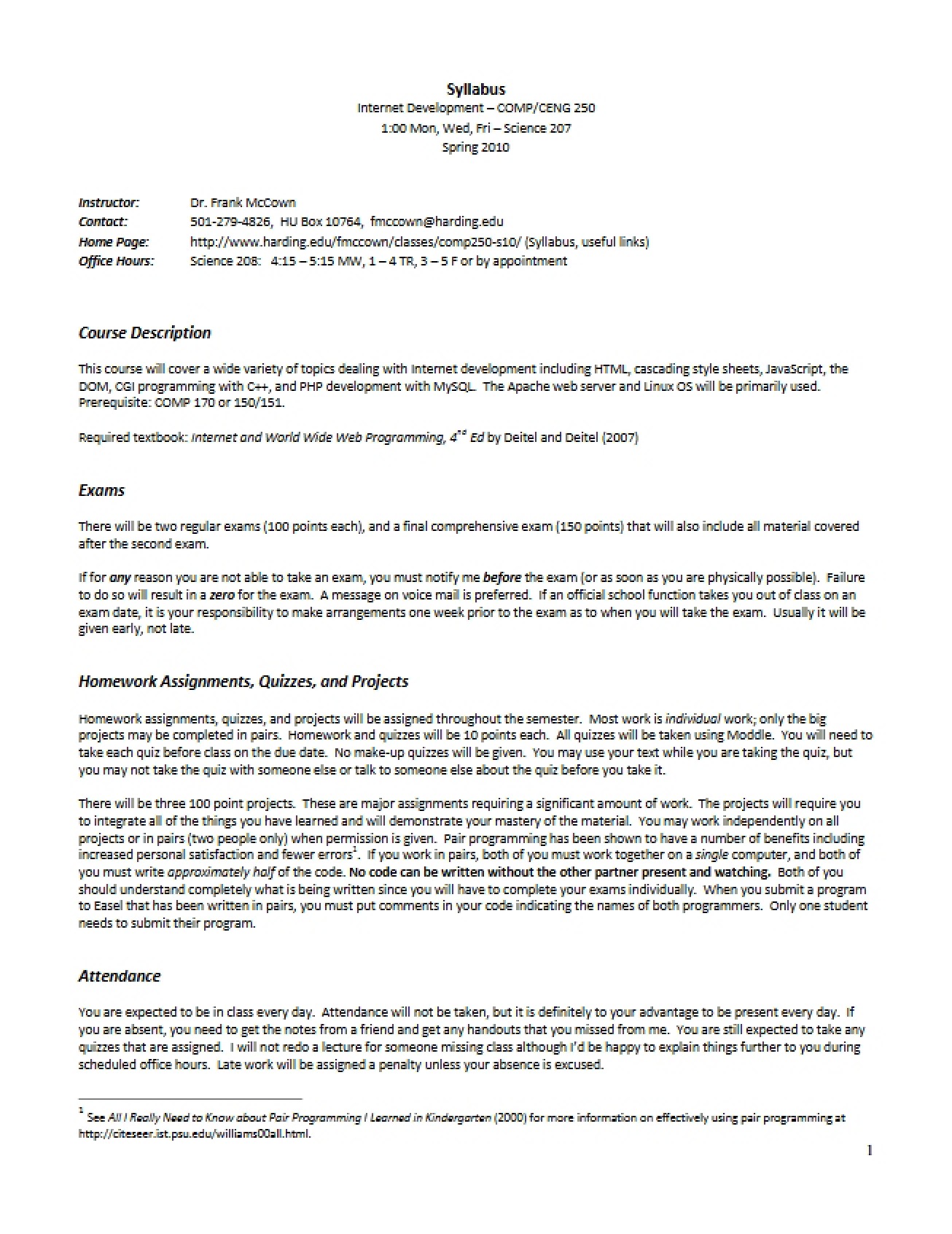 Syllabus for the Web Development Class