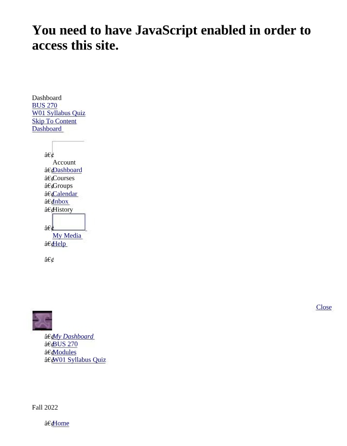 Syllabus Quiz for W01