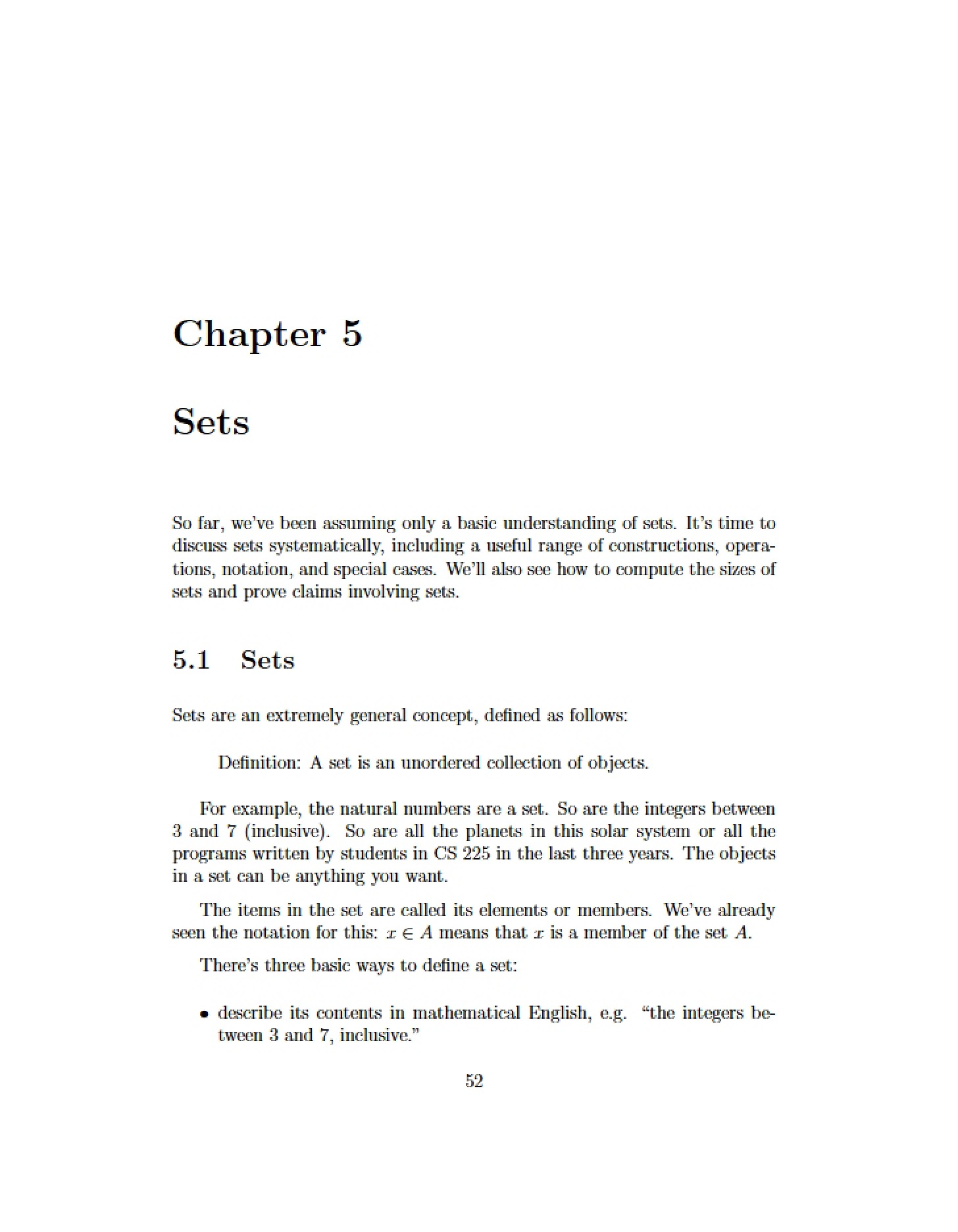Chapter 5 Sets