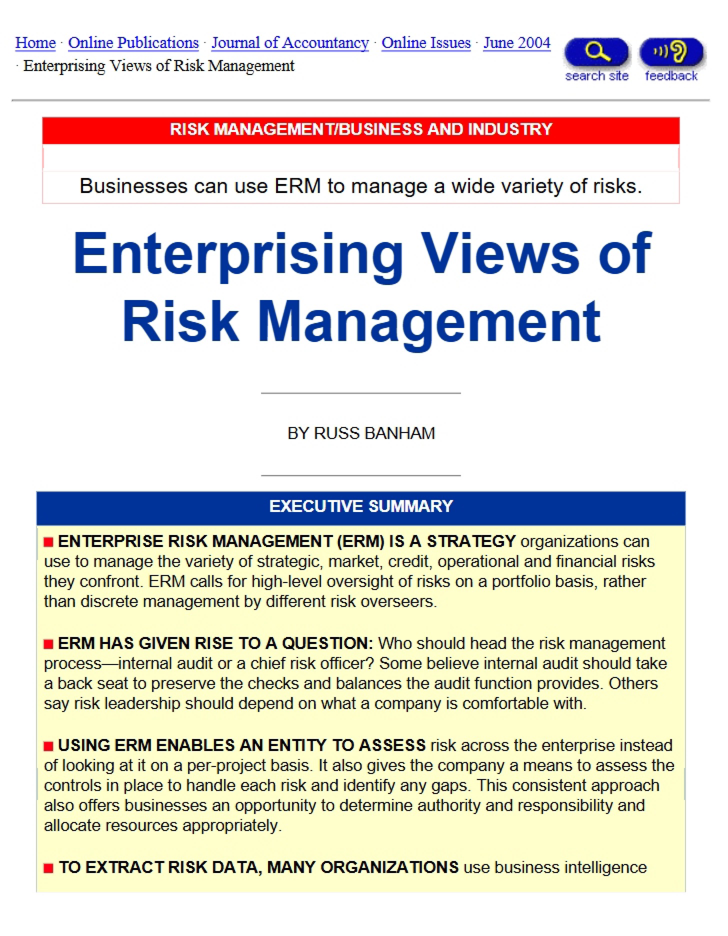 Risk Management Enterprising Views