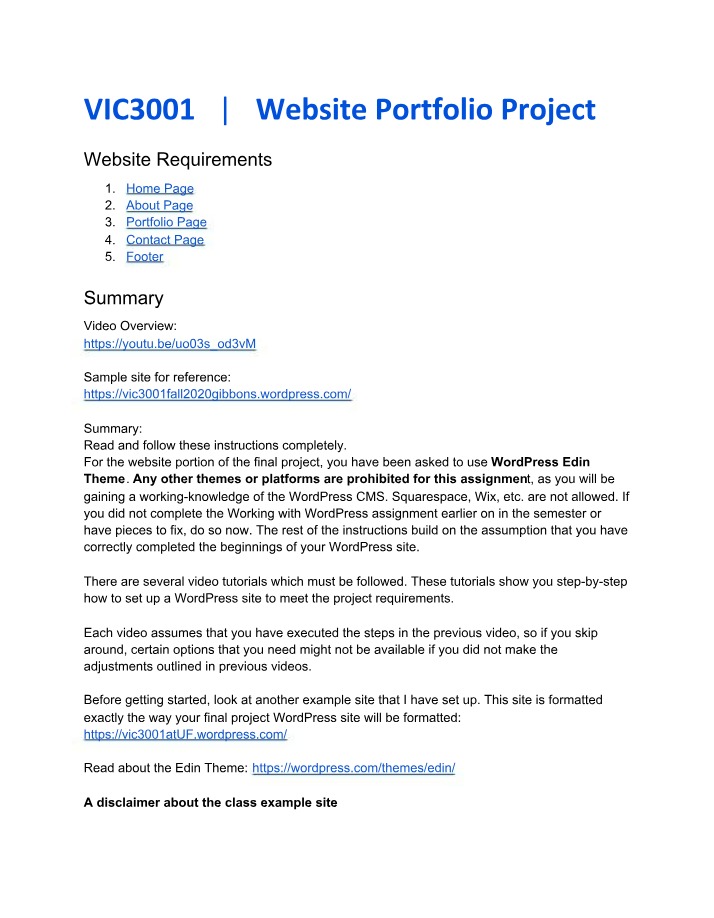 Website Portfolio Project - WordPress Edin Theme