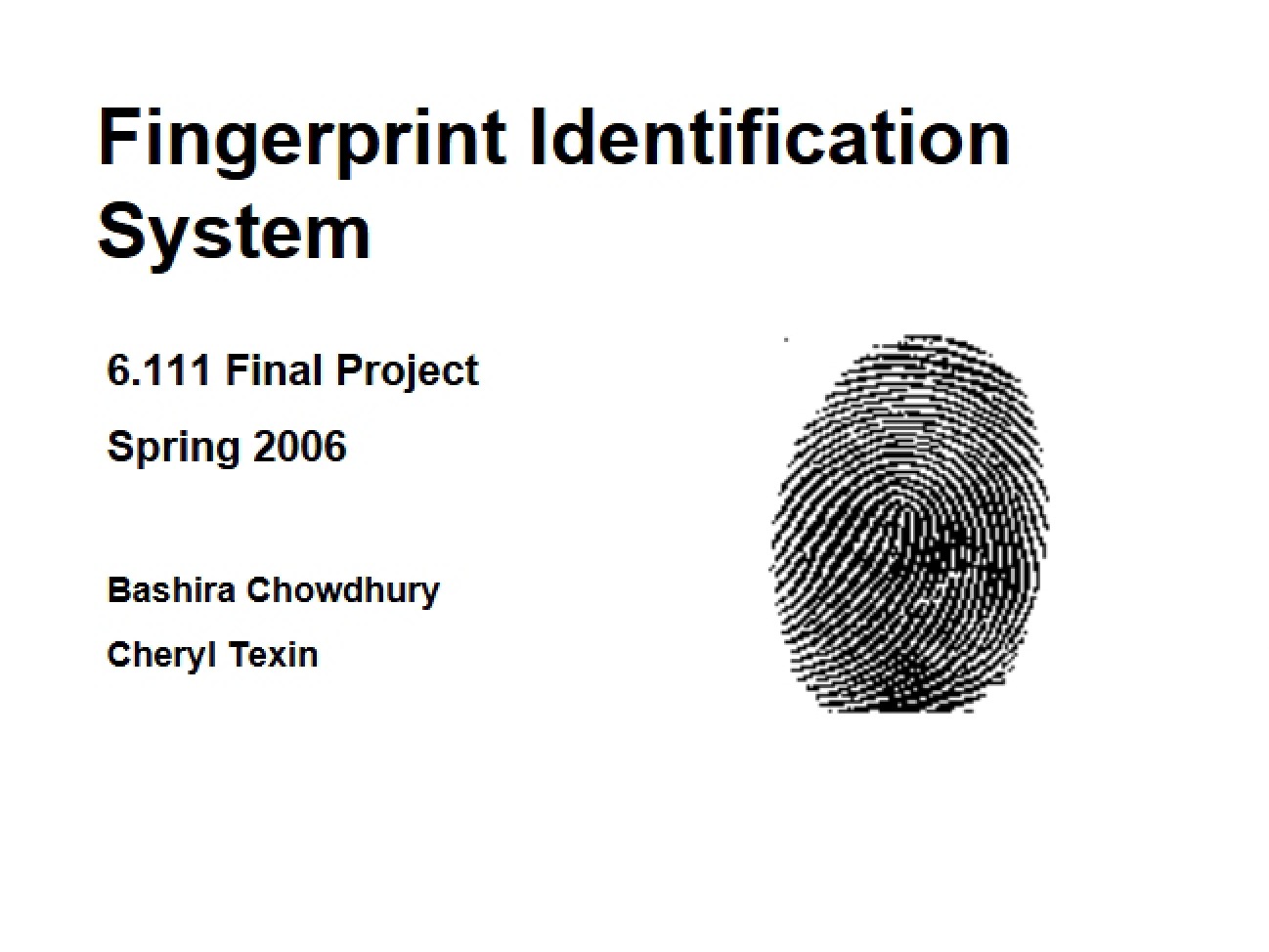 Identification System using Fingerprints