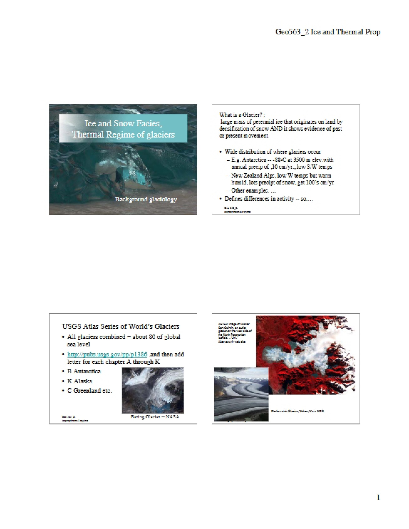Thermal Regime of Glaciers Ice and Snow Facies