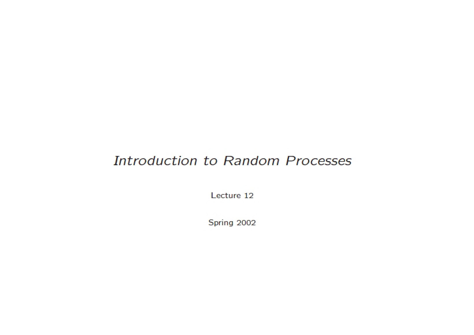 Random Processes Basics