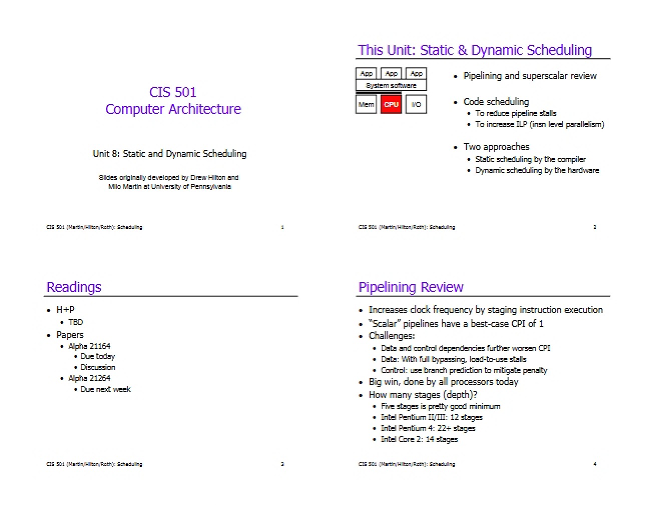 Dynamic and Static Scheduling Techniques