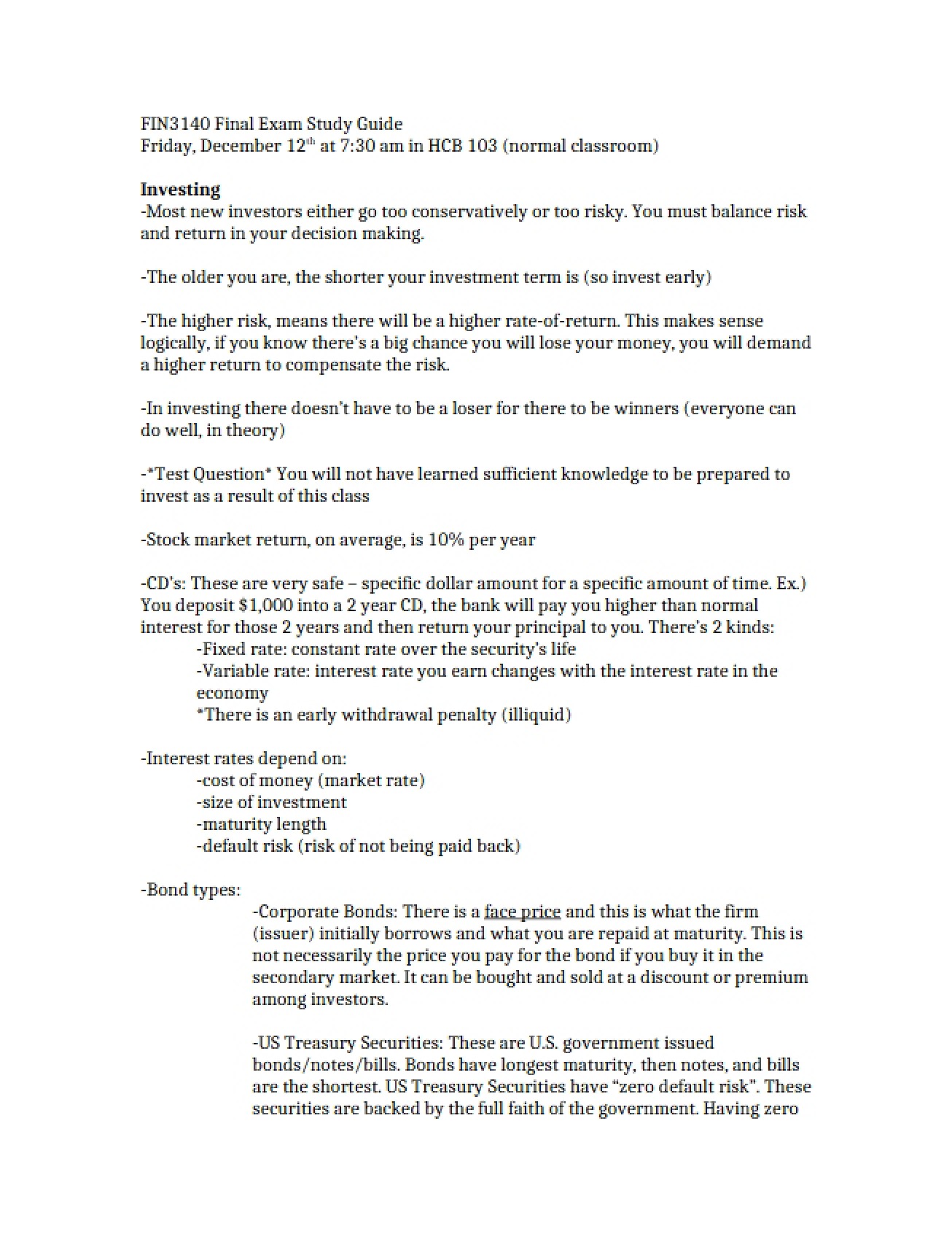 Introduction to the Principles of Investing