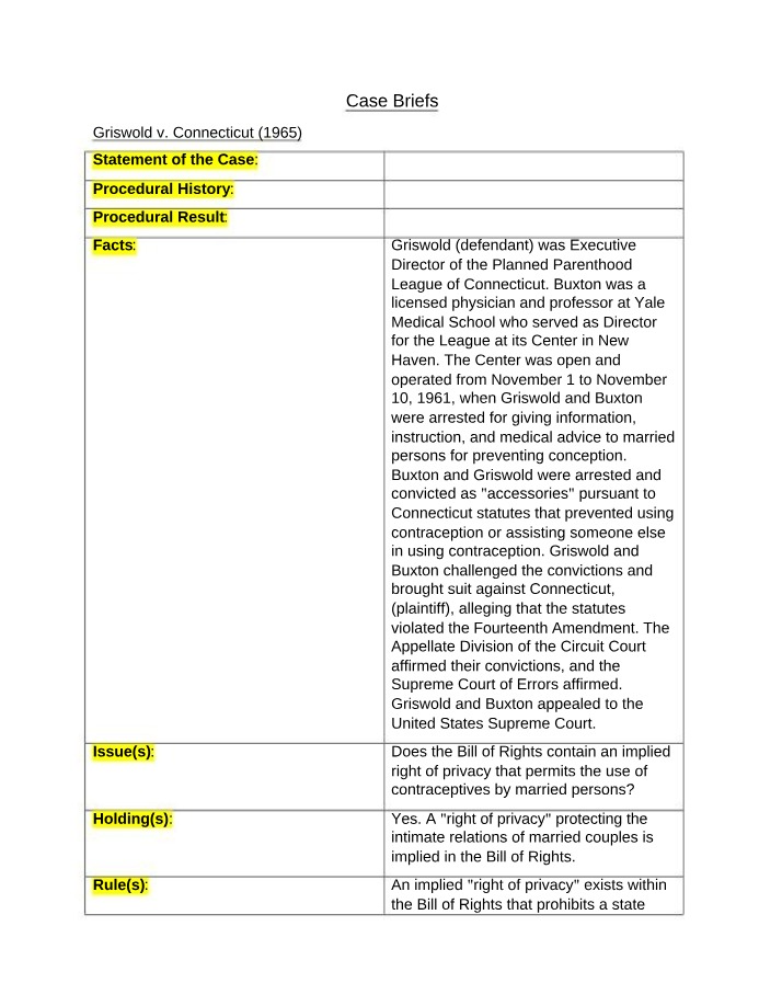 Family Law Case Briefs - Class 1